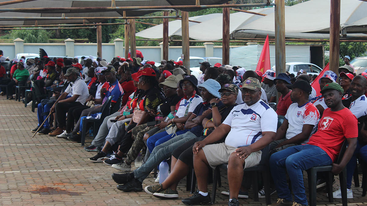 Public servants listening to reports from their leaders at the SNAT Centre.
